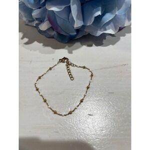 Gold Beaded Bracelet‎ Delicate Chain Bracelet Adjustable Extender Jewelry